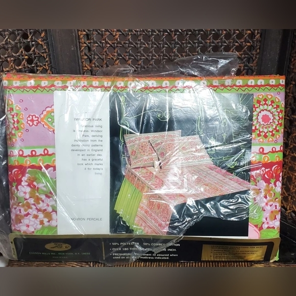 Vintage Cannon Windsor Park Full Fitted Sheet NOS - Picture 2 of 2